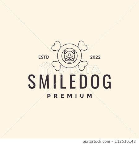 animal pets dog akita bones mascot lines art hipster logo design vector 112530148