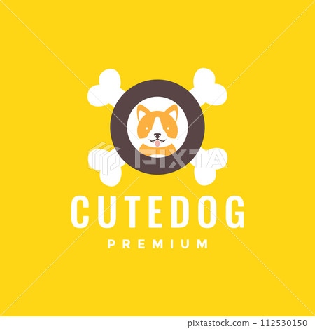 animal pets dog akita cross bones mascot logo design vector 112530150