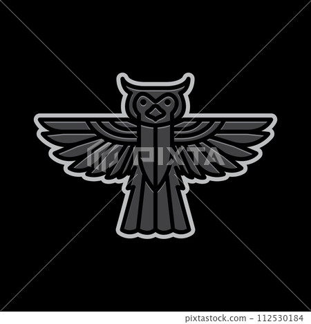 flying bird freedom horned owl modern geometric colorful abstract logo design vector 112530184