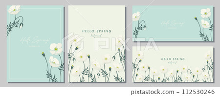 Poppy material set frame background vector illustration simple stylish 112530246