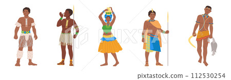 African People Character in Traditional Tribal Clothing Vector Set African People Character in Traditional Tribal Clothing Vector Set 112530254