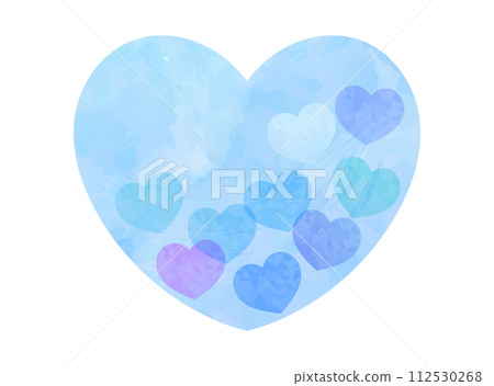 Illustration of many small hearts inside a large blue heart 112530268