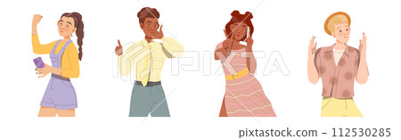 People Character Showing Positive Hand Gesture and Sign Vector Set People Character Showing Positive Hand Gesture and Sign Vector Set 112530285