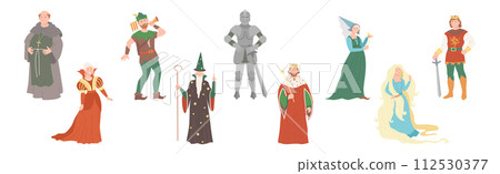 Fairy Tales Characters with Monk, Magician, King and Goldilocks Vector Set Fairy Tales Characters with Monk, Magician, King and Goldilocks Vector Set 112530377