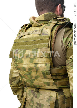 Soldier wearing military uniform close up photo Soldier wearing military uniform close up photo 112531106