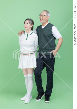 A senior wear a golf suit A senior wear a golf suit 112531373