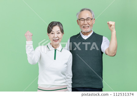 A senior wear a golf suit A senior wear a golf suit 112531374