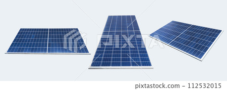 Image of solar panel with sunlight isolated over white background. 112532015