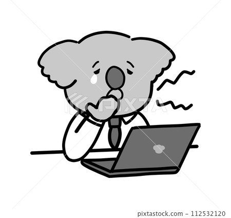 Koala character yawning while working 112532120