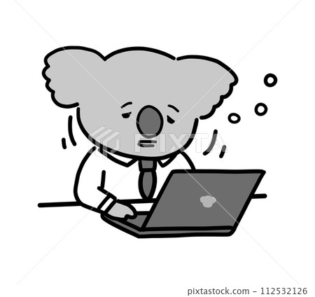 Koala character falling asleep at work 112532126