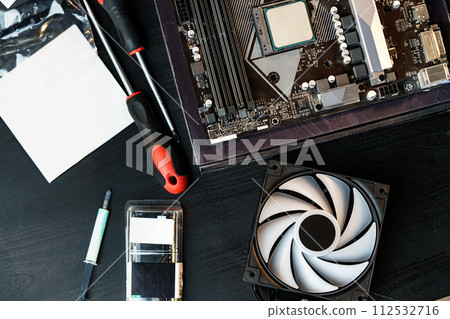 Computer parts of processing unit close up 112532716