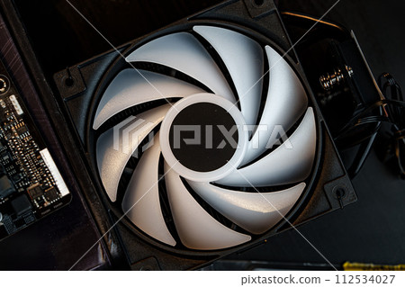 Computer parts of processing unit close up 112534027