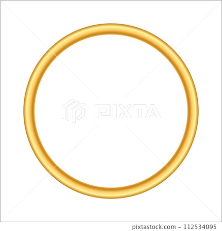 Gold thin round frame. Golden luxury circle logo. 112534095
