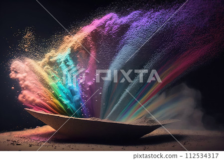 Multicolored dust particles. Generative AI 112534317