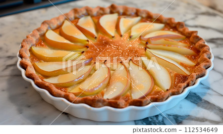 Pear tarte tatin or French fruit tart with gluten free crust. La Tarte Bourdaloue 112534649