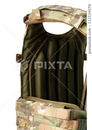 Close up of tactical bulletproof vest on white background 112534979