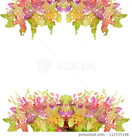 Hand drawn watercolor illustration spring gardening flower bed, leaves buds nature blossom. Square frame isolated white background. Design print, shop, scrapbooking, packaging, decoupage, invitation Hand drawn watercolor illustration spring gardening flower bed, leaves buds nature blossom. Square frame isolated white background. Design print, shop, scrapbooking, packaging, decoupage, invitation 112535196