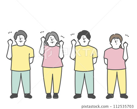 老年男女握拳和護理人員的插圖 112535703