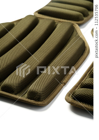 Dampers for body armor bulletproof vest isolated on white Dampers for body armor bulletproof vest isolated on white 112535706