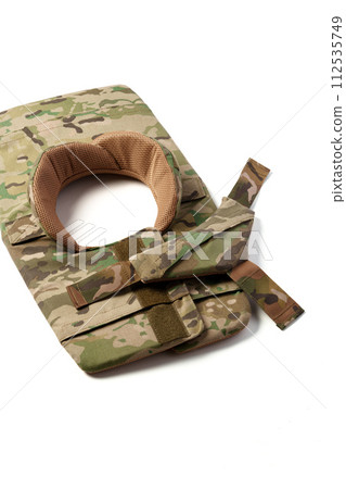 Tactical neck protection module isolated on white Tactical neck protection module isolated on white 112535749