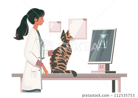 Cat undergoing examination with a young veterinarian-6 “AI generated image” Cat undergoing examination with a young veterinarian-6 “AI generated image” 112535753