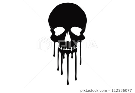 Skull silhouette melting in drops, skull that is melting black silhouette. 112536077