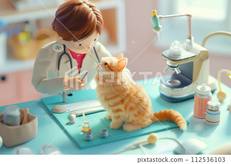 女獸醫檢查 cat-2“AI 生成圖像” 112536103