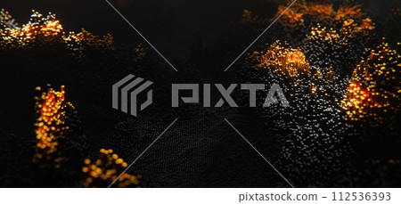 Abstract black cubic landscape technology background. Technology concept 112536393
