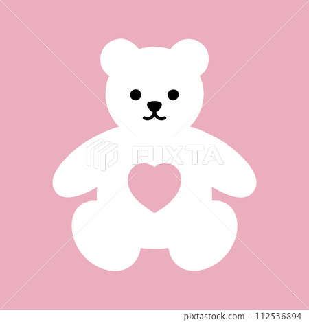 Polar little bear. Vector children's cute cartoon character on pink background.  112536894