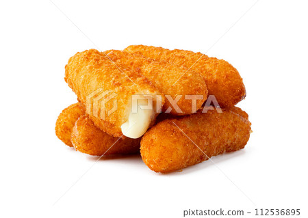 Fried cheese sticks isolated on white background 112536895