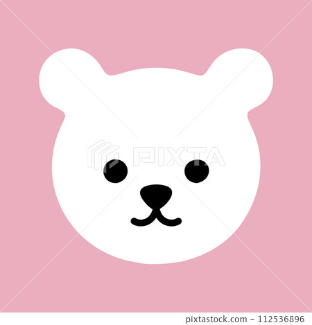Head of polar white little bear. Vector children's cute cartoon character. 112536896