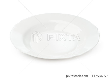 Empty white plate isolated on white background 112536976