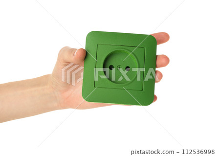 PNG,Green electrical outlet, isolated on white background PNG,Green electrical outlet, isolated on white background 112536998