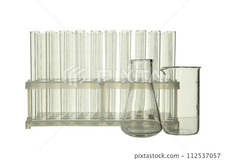 The concept of laboratory accessories on a white background 112537057