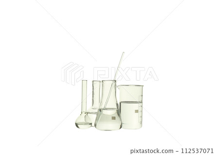 The concept of laboratory accessories on a white background 112537071