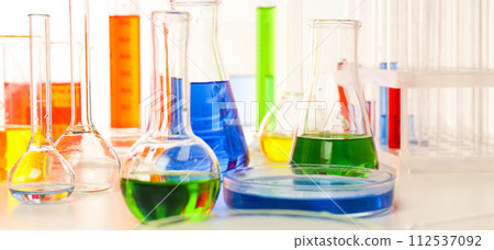 Concept of science with different test tubes Concept of science with different test tubes 112537092