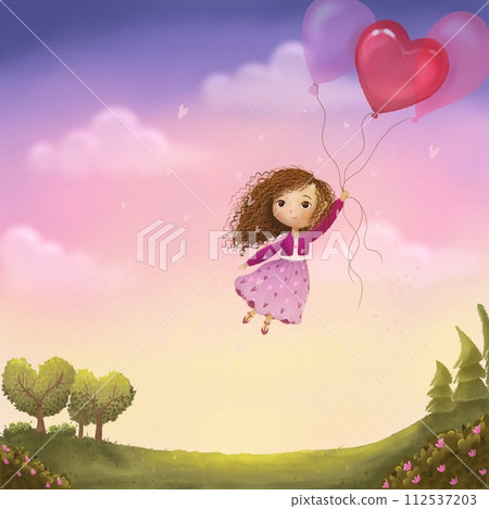 composite image of cute girl holding a heart 112537203