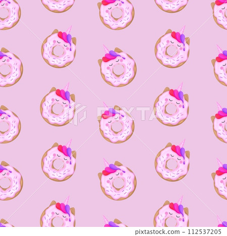 cute cartoon donut with pink slices on a pink cute cartoon donut with pink slices on a pink 112537205
