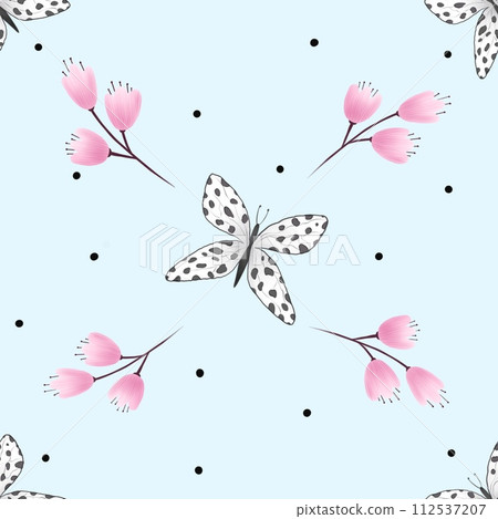 seamless pattern with pink sakura flowers seamless pattern with pink sakura flowers 112537207
