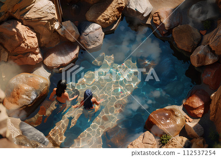 Woman soaking in a hot spring (open-air bath)-2 "AI generated image" 112537254