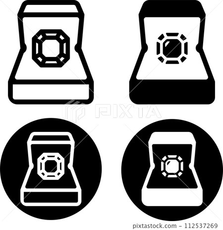Jewelry in a box icon set 112537269