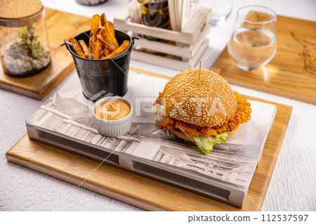 Big chicken hamburger Big chicken hamburger 112537597