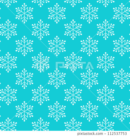 Winter seamless pattern with white snowflakes on blue background. Vector illustration for fabric, textile wallpaper, posters, gift wrapping paper. Christmas vector illustration 112537753