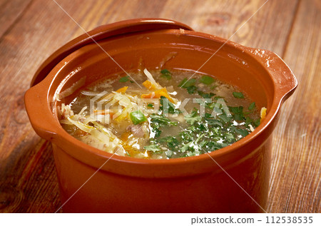 Russian sauerkraut soup stchi 112538535