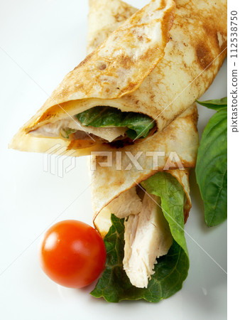 rolled pancakes stuffed chicken 112538750
