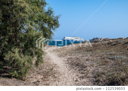 Blue Star Ferries Greek passanger transportation company providing ferry services between the Greek mainland and the Aegean Islands in Naxos, Greece 112539033