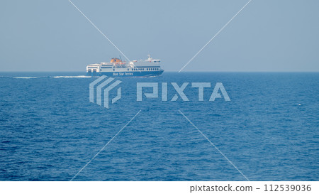 Blue Star Ferries Greek passanger transportation company providing ferry services between the Greek mainland and the Aegean Islands in Naxos, Greece Blue Star Ferries Greek passanger transportation company providing ferry services between the Greek mainland and the Aegean Islands in Naxos, Greece 112539036