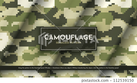 Seamless Camouflage Pattern. War Illustration. Traditional Military Texture. Army Modern Background 112539150