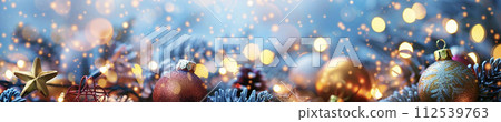 Sparkling Christmas ball banner AI image 112539763