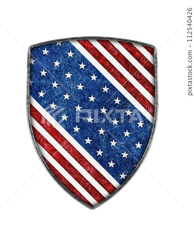 American shield with stars and stripes isolated on white background American shield with stars and stripes isolated on white background 112540426